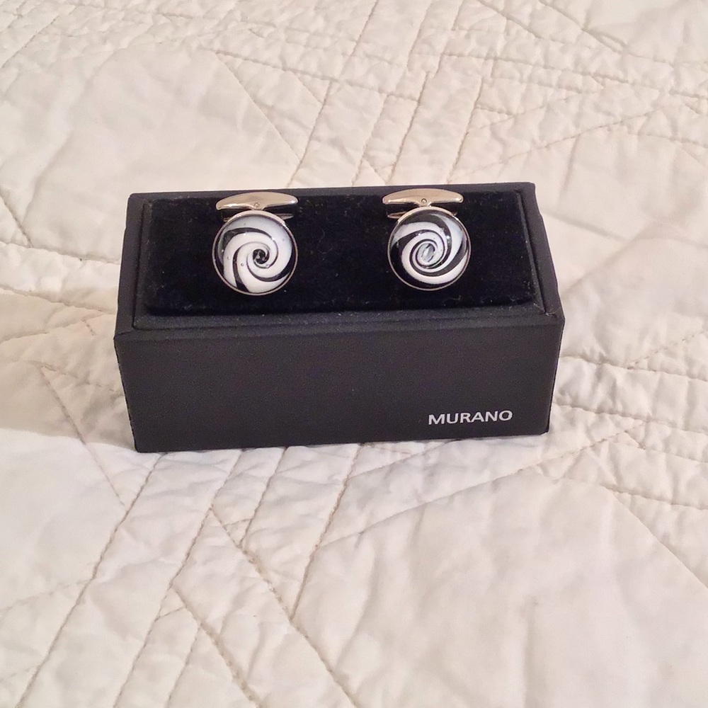 Black and White Glass Cuff Links
